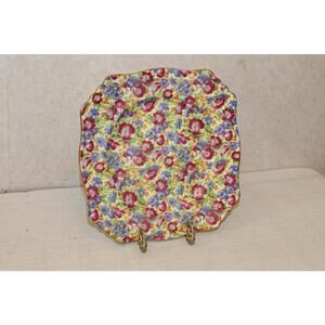 Vintage Royal Winton Grimwades Chintz Royalty Square Luncheon Plate